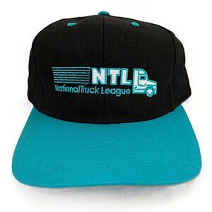 Vintage Trucker Hat NTL National Truck League Teal Black Fullback Baseball Cap